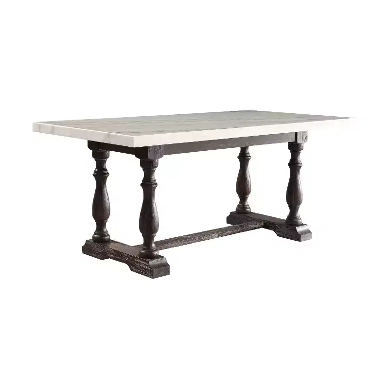 Dining Table White Marble/Espresso Brown