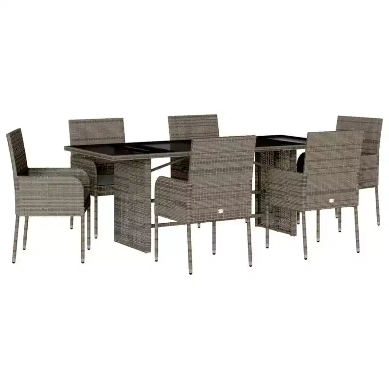 vidaXL Trendy Garden Dining Set with Cushions Poly Rattan