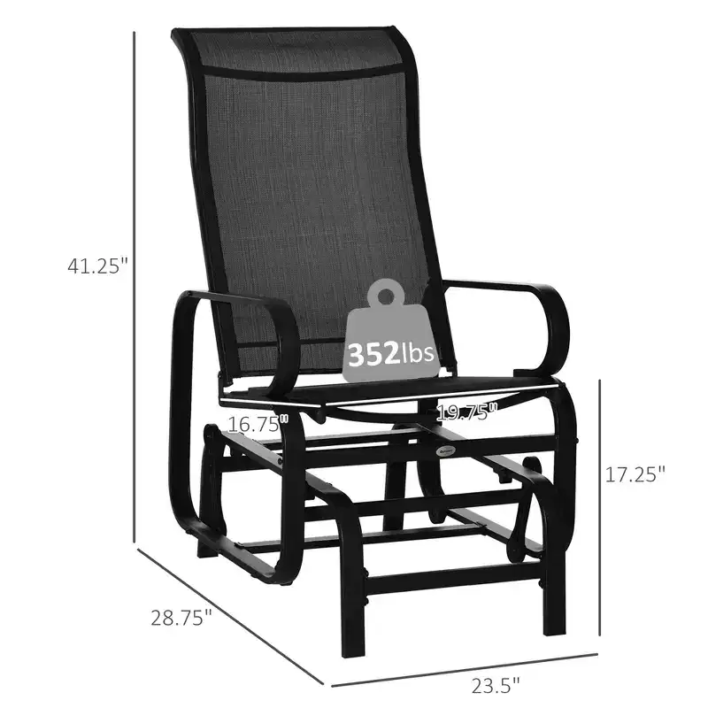 Gliding Lounger Chair, Single Rocker with Lightweight Metal & Mesh Construction