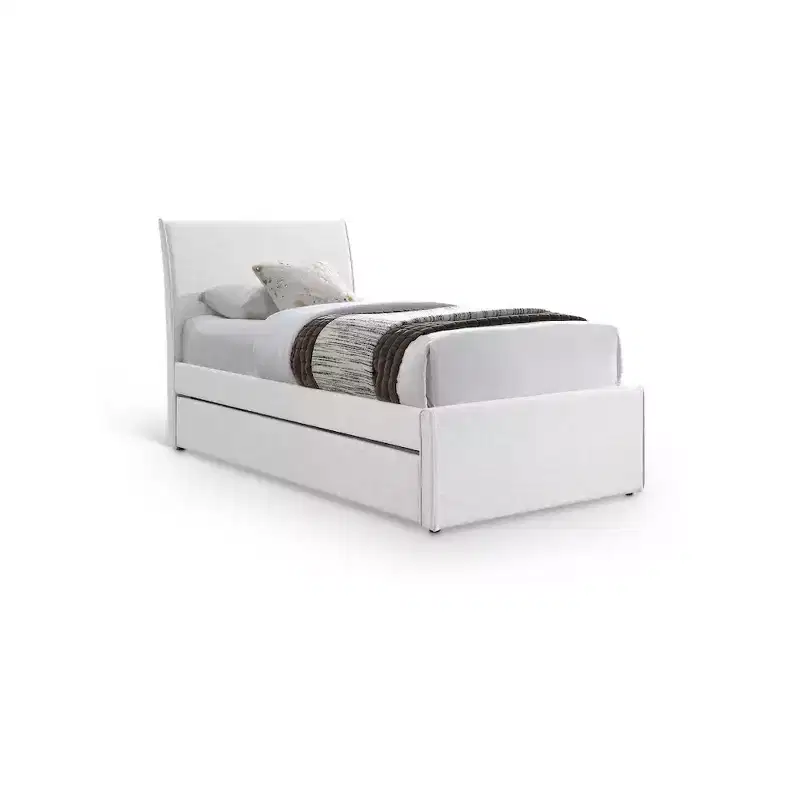 Linen Textured Fabric Twin Trundle Bed