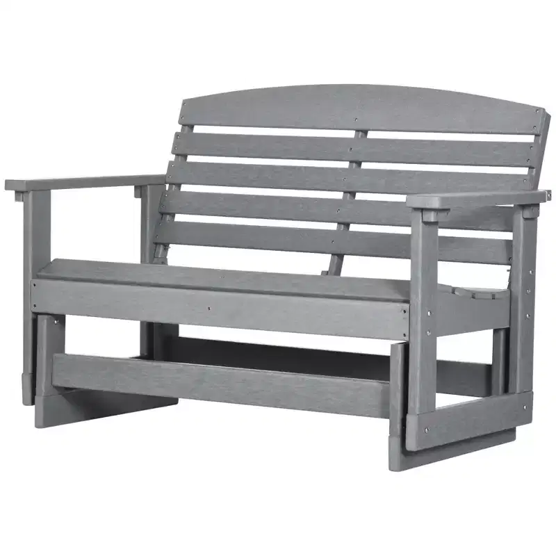 Patio Glider Bench w/ HDPE Slatted Double Rocking Chair