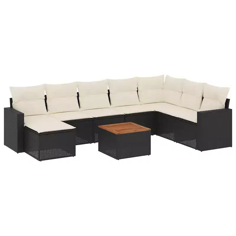 vidaXL Garden Sofa Set Black PE Rattan 9 Piece Modular Garden Sofa Set