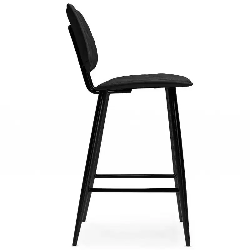 WyndenHall Set of 2 Skyla Counter Height Barstool Charcoal Gray: Quilted Diamond Detail, Plywood Frame, Foam Filled