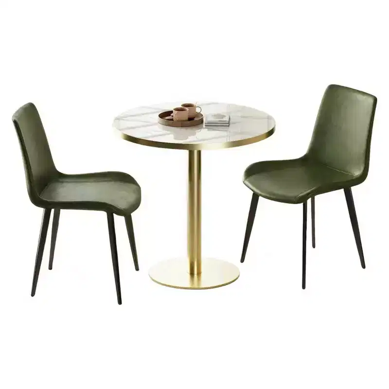 2pk Modern Faux Leather Dining Chairs with Cushioned Seats & Metal Legs