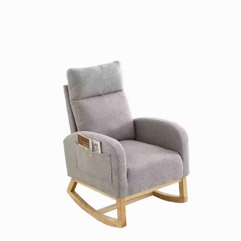 27.6W Accent Rocking Chair, Armchair with High Backrest & 2 Side Pockets, Nursery Glider Rocker - ModernLuxe