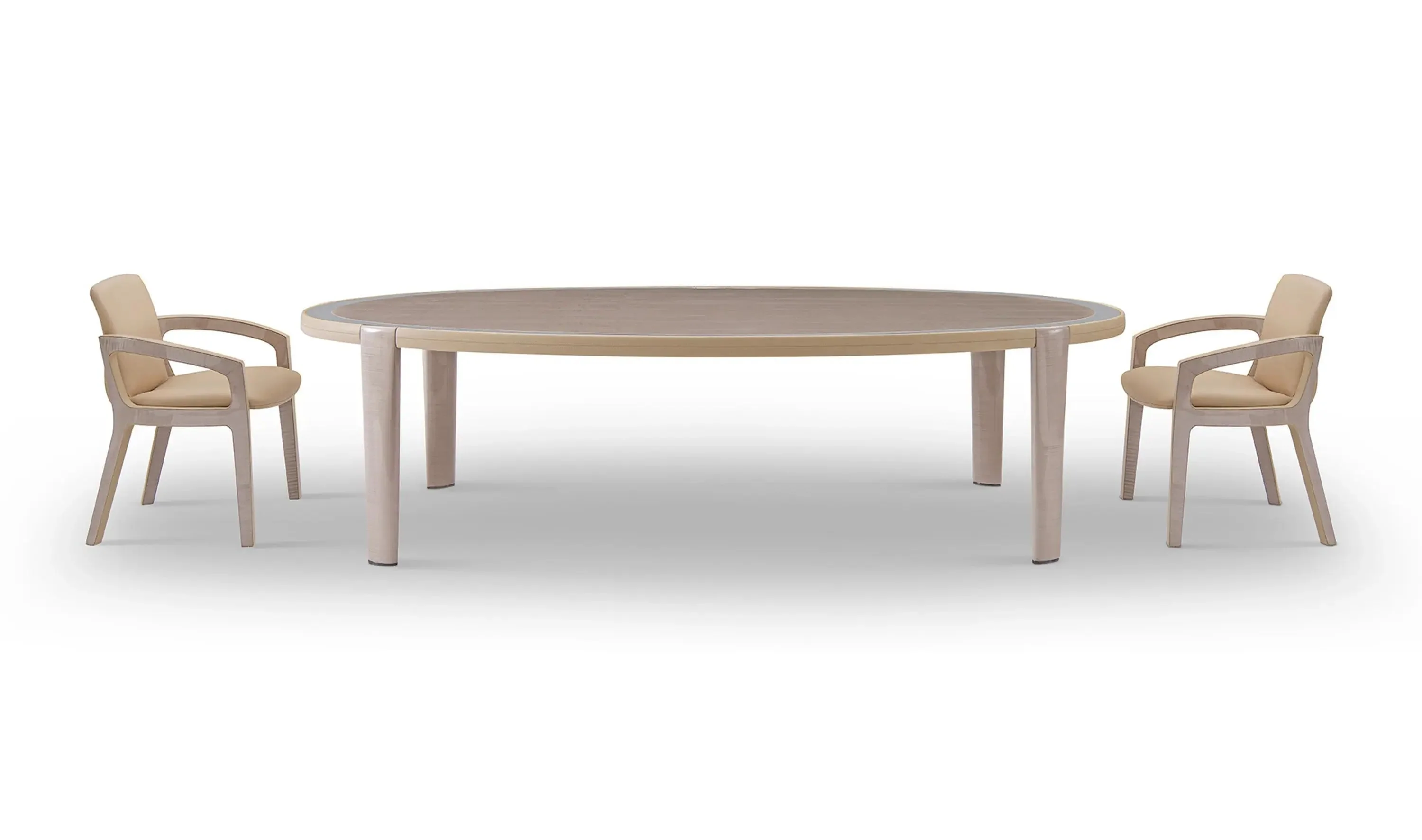 High-End British Style Solid Wood Veneer Oval Dining Table