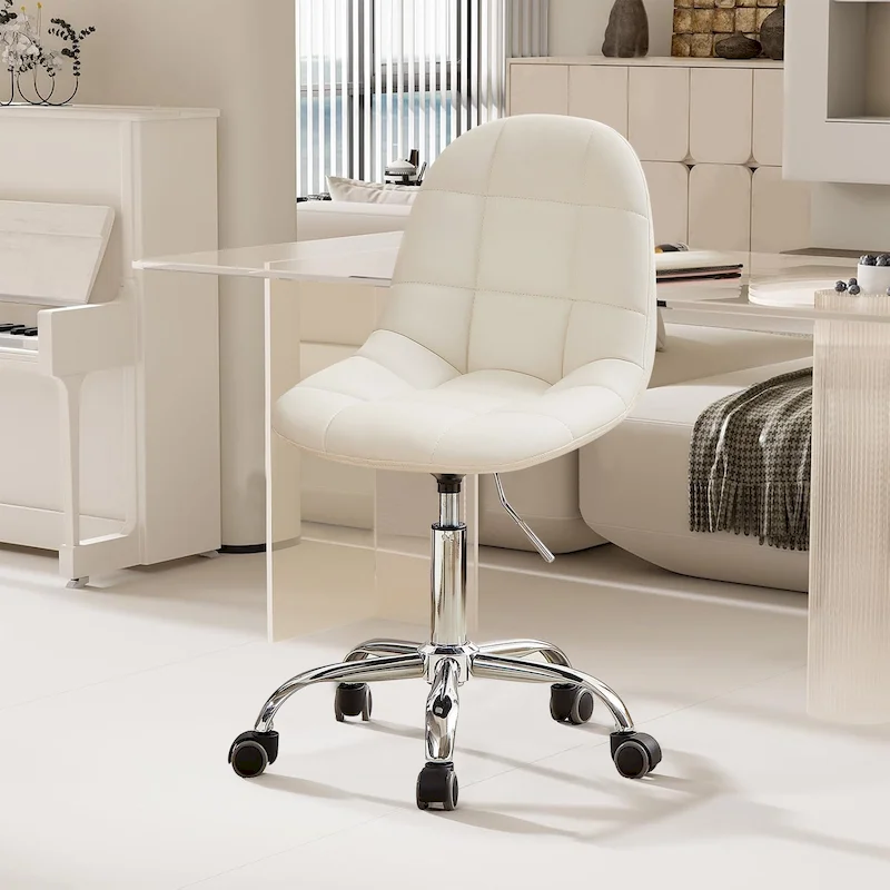 Javlergo Armless Home Office Chair, Height Adjustable Computer Desk Chair with Wheels