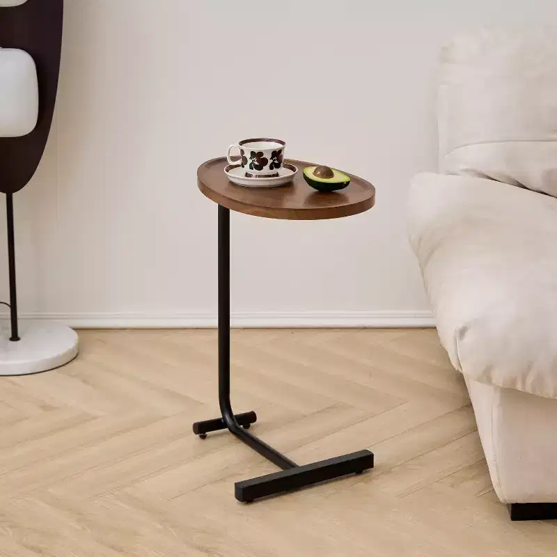 MAYEERTY White C-Shaped Side Table, Small Sofa Table for Living Room & Bedroom