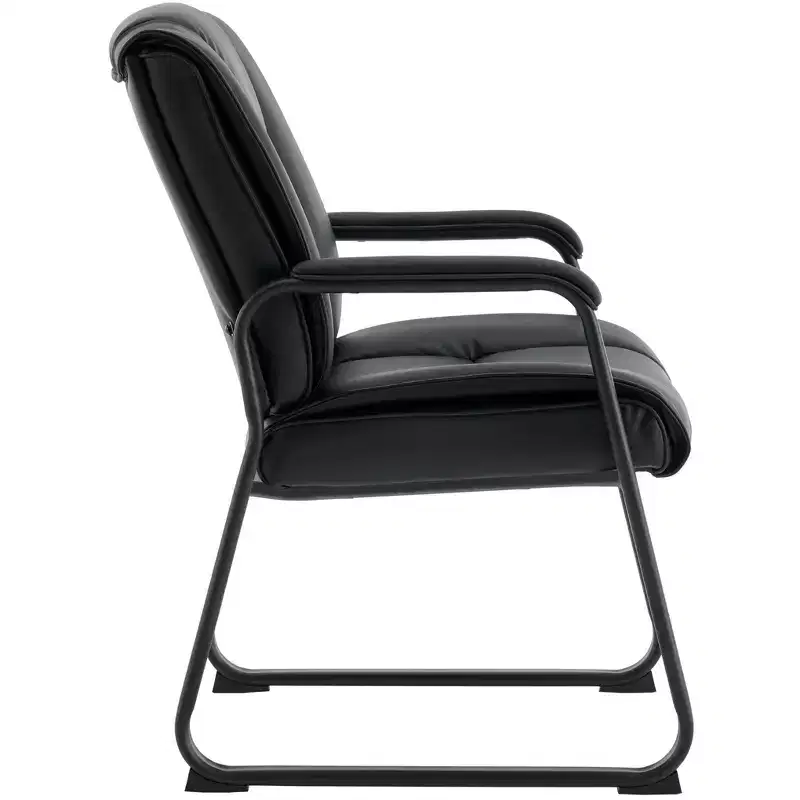 Premium Top Grain, Genuine Leather Waiting Room Chair with Sled Base
