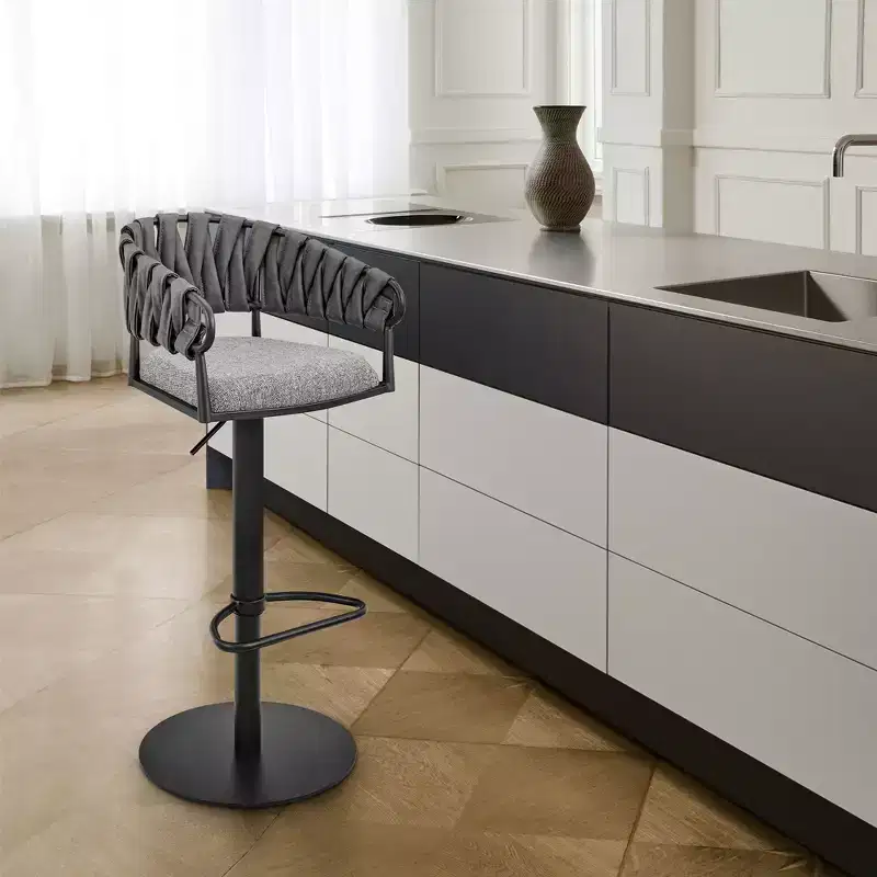 GDFStudio Blaise Modern Adjustable Swivel Faux Leather Upholstered Bar Stool