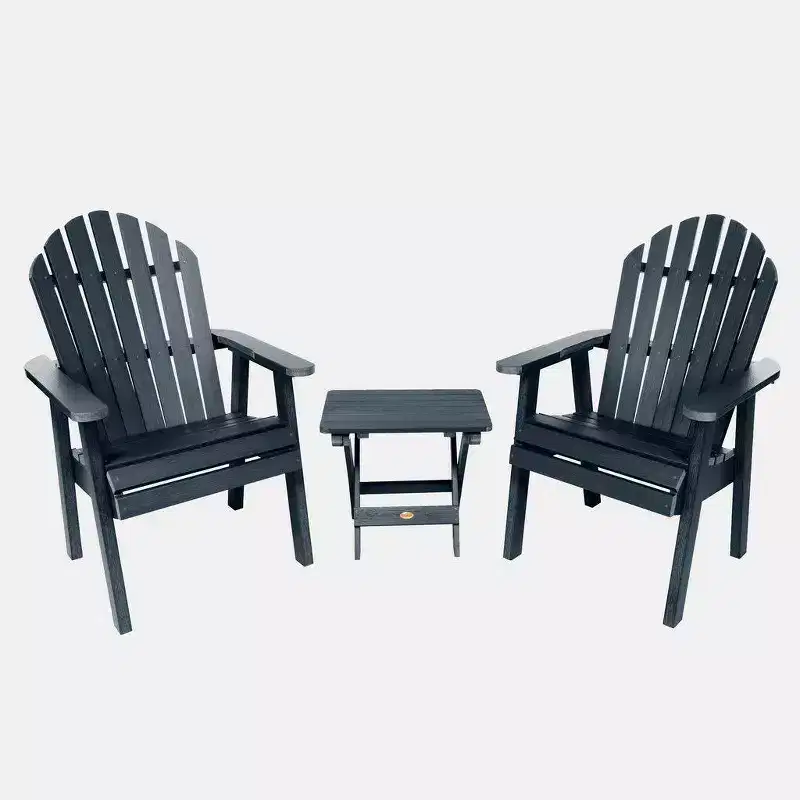 Hamilton 3pc All-Weather Outdoor Set with Highwood Deck Chairs & Foldable Side Table - Blue: Durable Patio Furniture, Fade & Water-Resistant