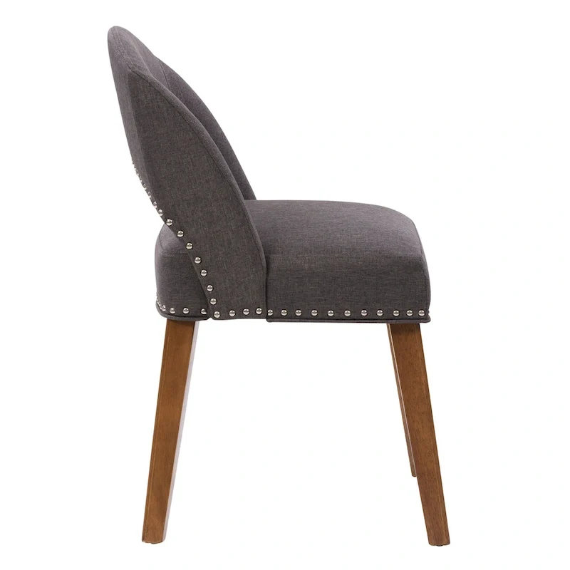 Mid-Century Modern Upholstered Dining Chair with Nail Head Trim, Set of 2