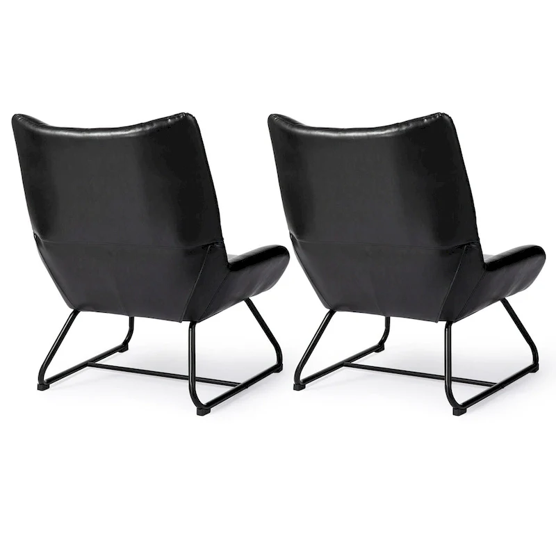 Set of 2 Wingback Accent Chairs with Metal Legs, 35.5