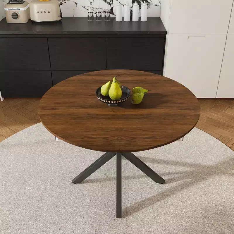 59IN Modern Retractable Dining Table for 6, Folding Table with Carbon Steel Base, Kitchen Table for Dining Room, Living Room