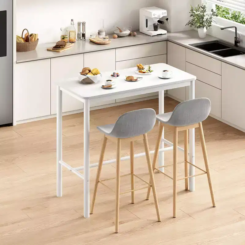 47 Counter Height Pub Bar Table White Rectangular Dining Counter Tables For Cafe Kitchen And Studyroom