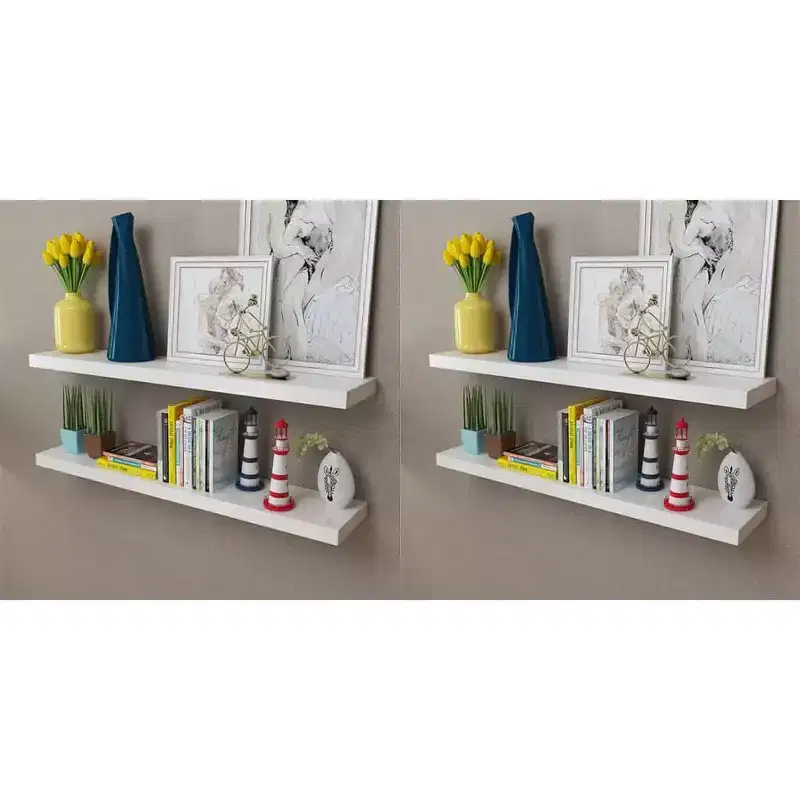 Wall Rack Set of 4 White MDF with a matte finish 39.4 in long