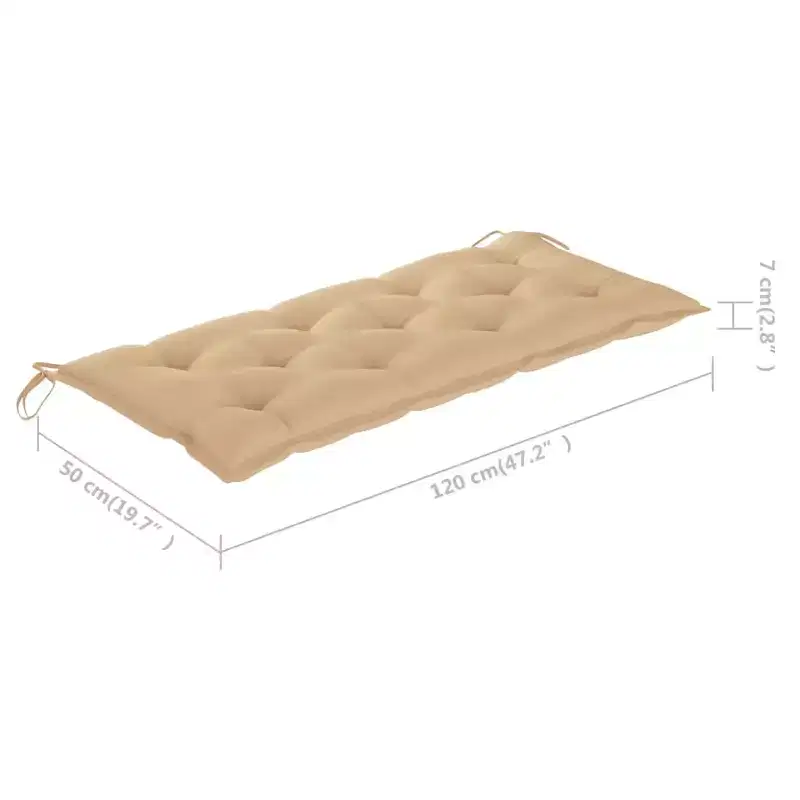 Garden Bench Natural Bamboo, Beige Cushion