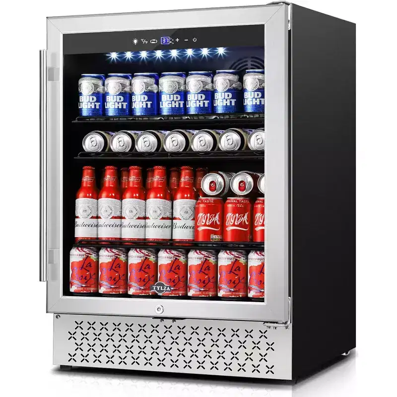 Hooure Beverage Cooler 24in Beverage Refrigerator 190 Can Beer Fridge with Glass Door for Home Bar