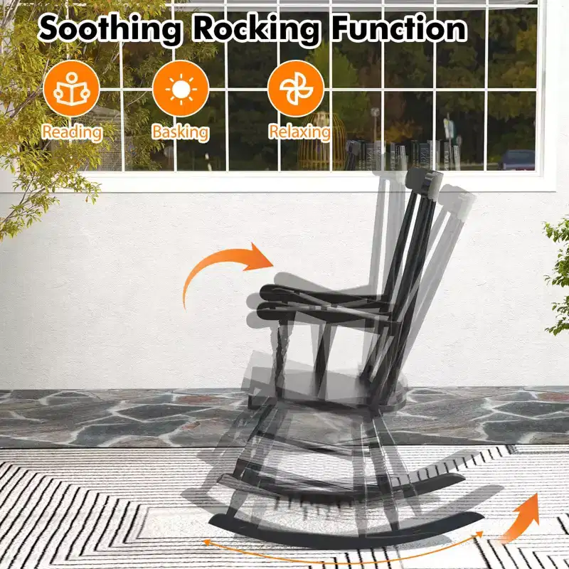 Costway Set of 2 Wood Rocking Chair Glossy Finish White\ Coffe