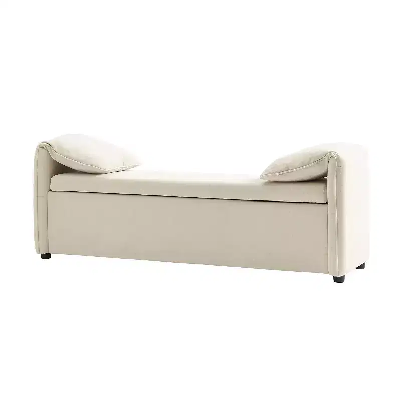 Storage Bench with Elephant Ear Pillows, 61