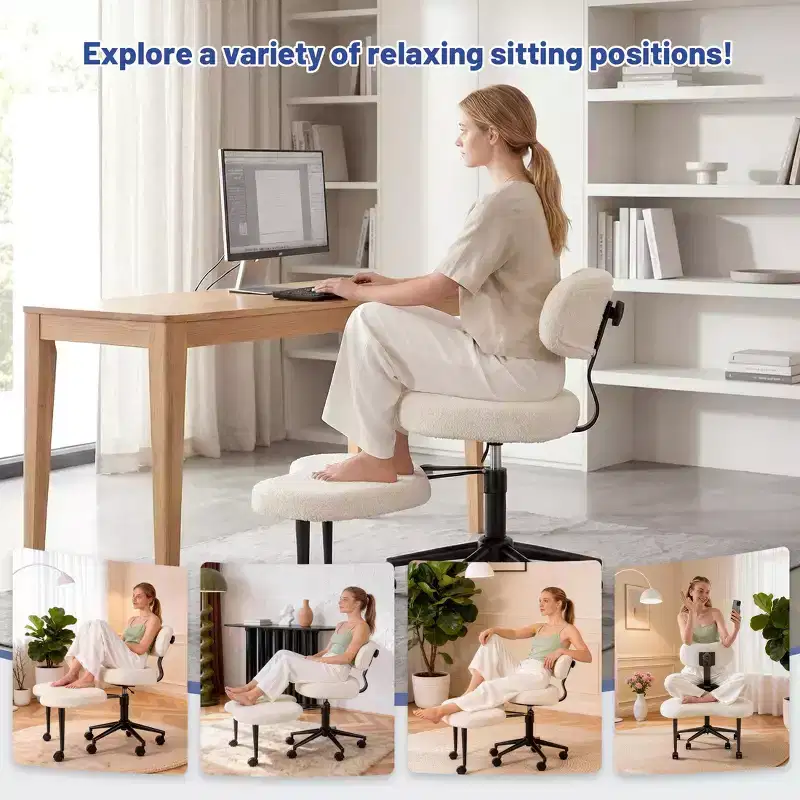 JIONJOY Ergonomic Cross-Legged Meditation & Office Chair - 360 Swivel, Adjustable Height, Multi-Position Seat