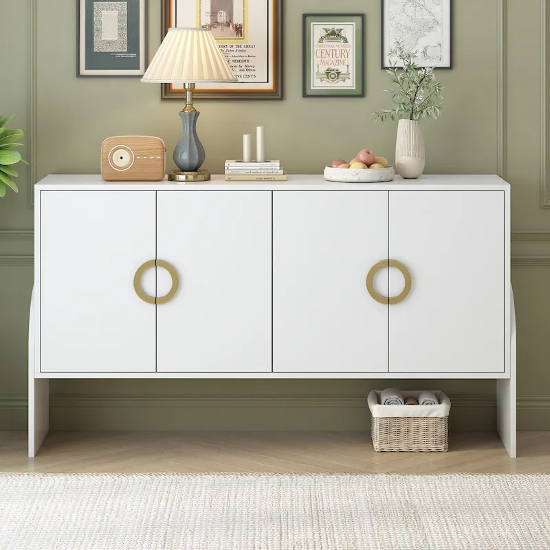 Four-Door Metal Handle Storage Cabinetd for Living room Bedroom