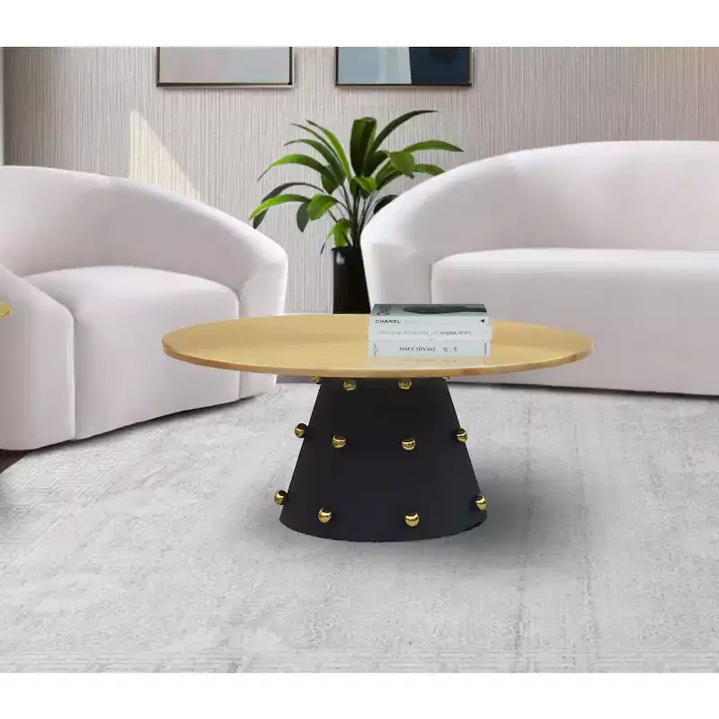 Coffee Table | Brushed Gold Top & Matte Black Iron Base