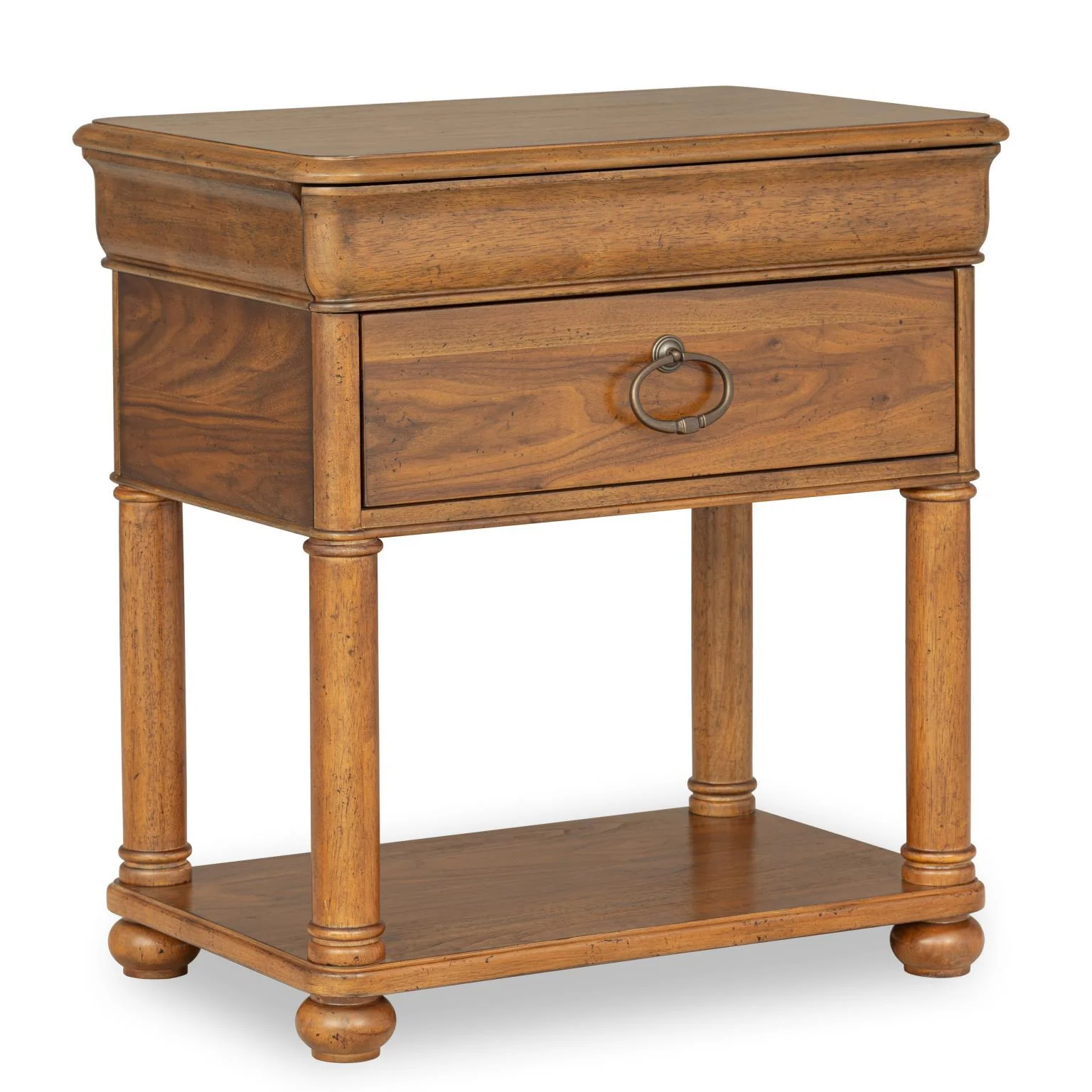 Nightstands d Walnut product Features Beautiful Walnut Veneer Waterfall Top s and Bracket Feet