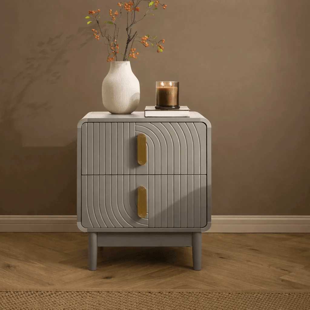 2 Drawer Bedside Table - Taupe