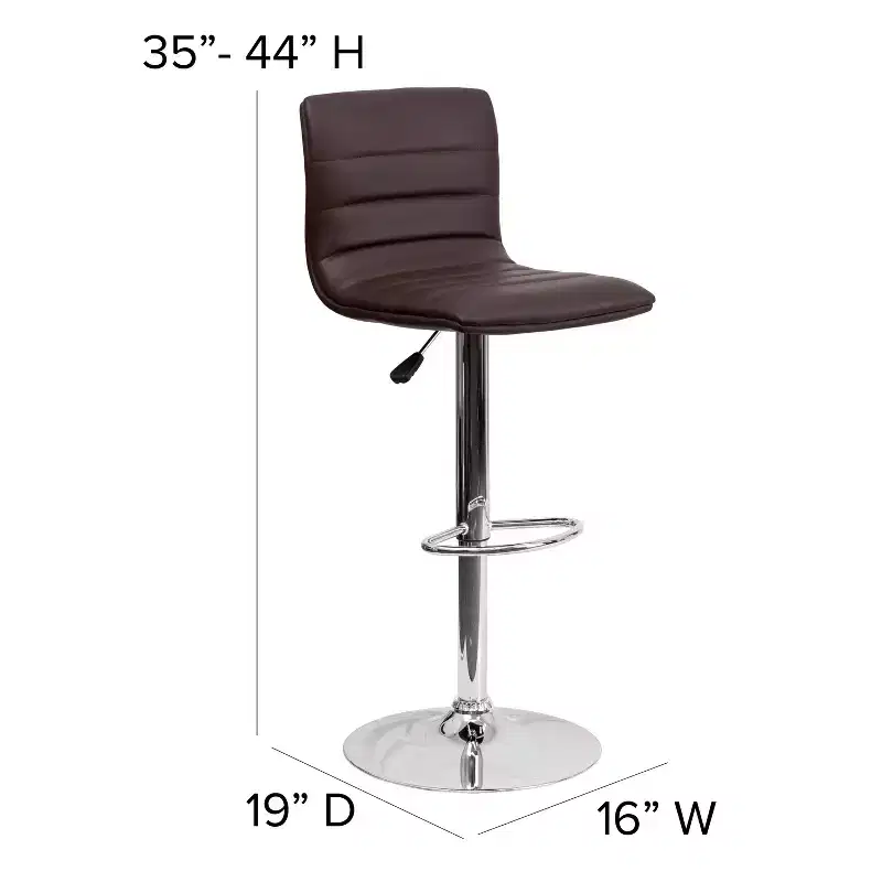 Emma and Oliver Coti Modern Channel Tufted Upholstered Height Adjustable Mid-Back Stool and Pedestal Base with Footrest
