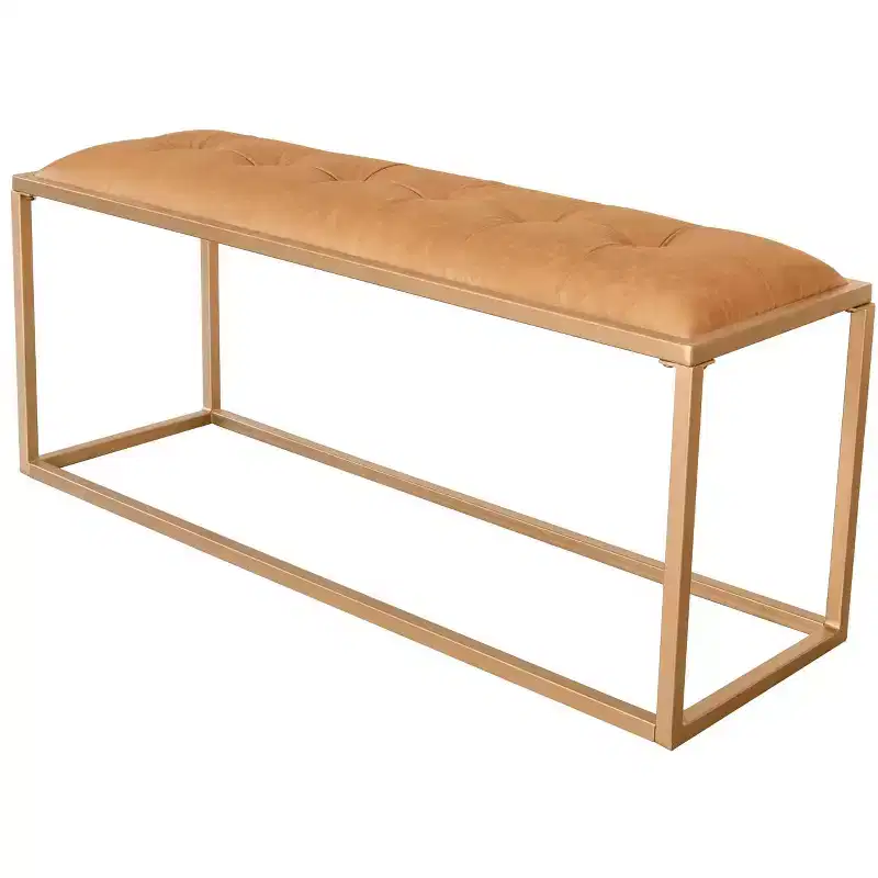 HomeRoots 43 Brown And Gold Upholstered Upholstery Bedroom Bench