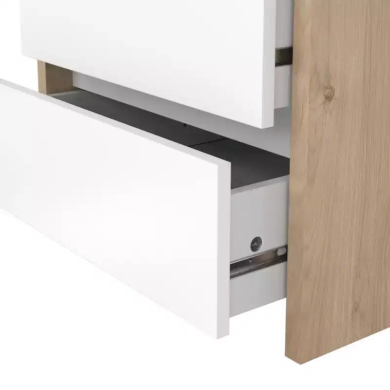 2-Drawer Nightstand, Jackson Hickory/White High Gloss & White, Single