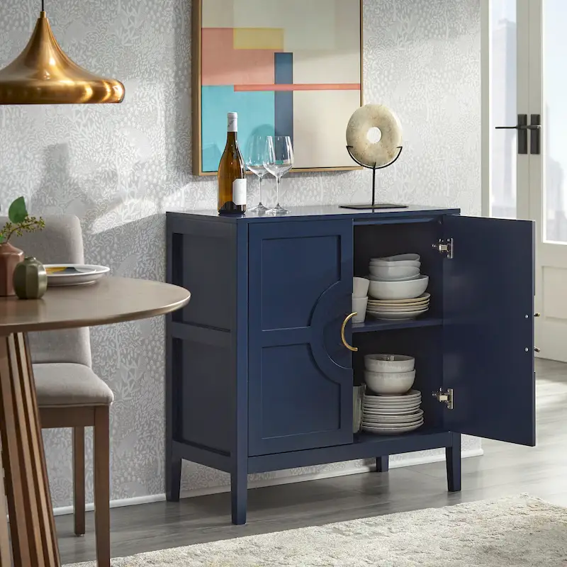 Console Cabinet with Adjustable Shelf and Metal Handles