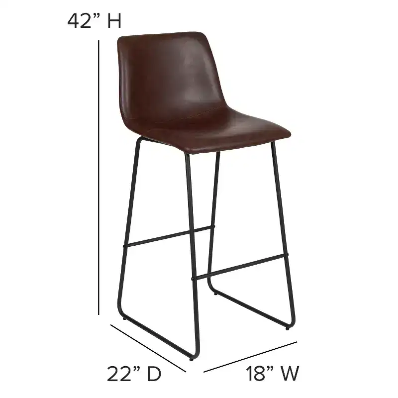 Merrick Lane 30 inch Faux Bar Height Bucket Seat Stools, Set of 2
