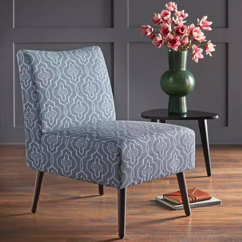 Petula Velvet Armless Accent Chair — Hardwood Frame, Foam Seat, Natural Finish