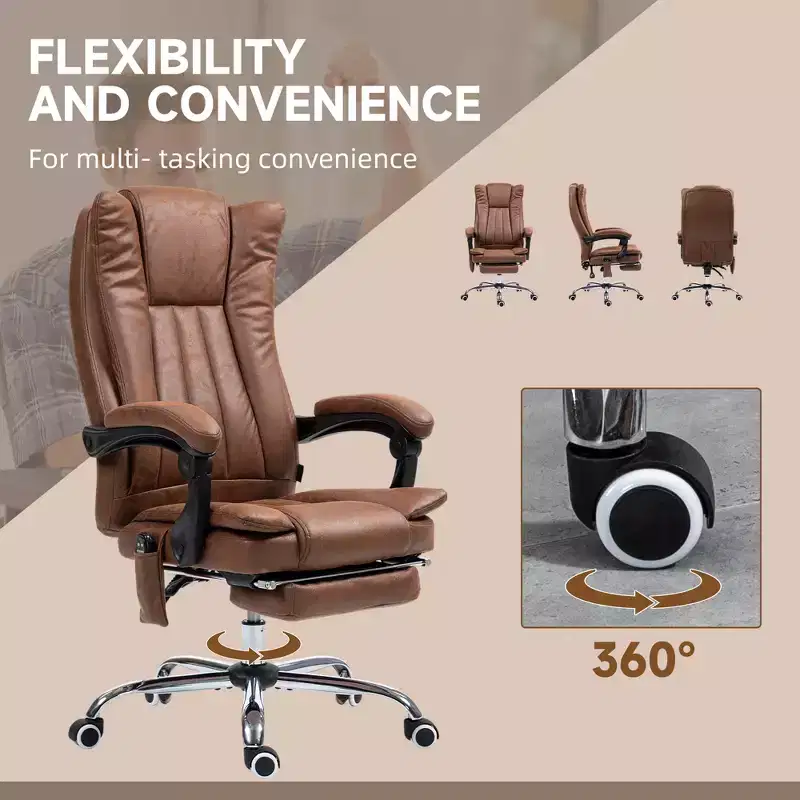 Massage Office Chair with 6 Points and Heat, Reclining Computer Chair with Adjustable Height and Footrest