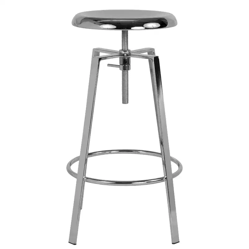 Merrick Lane Industrial Style Bar Stool with Height Adjustable Swivel Seat