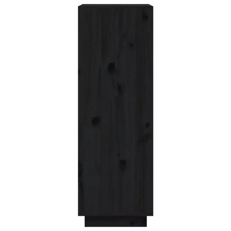 Book Cabinet Black Solid Pine Wood Medium Book Cabinet