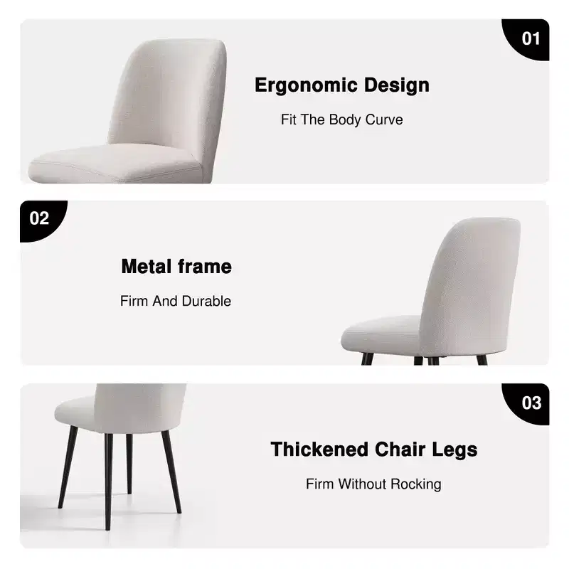 Pexfix Linen Upholstered Dining Chairs with Black Legs Set of 2