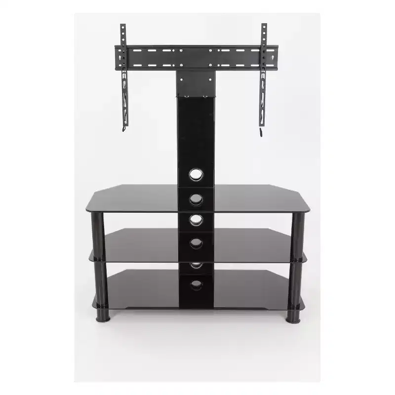 TV Stand with Integrated TV Mount – Black, 3-Shelf, Fits up to 60