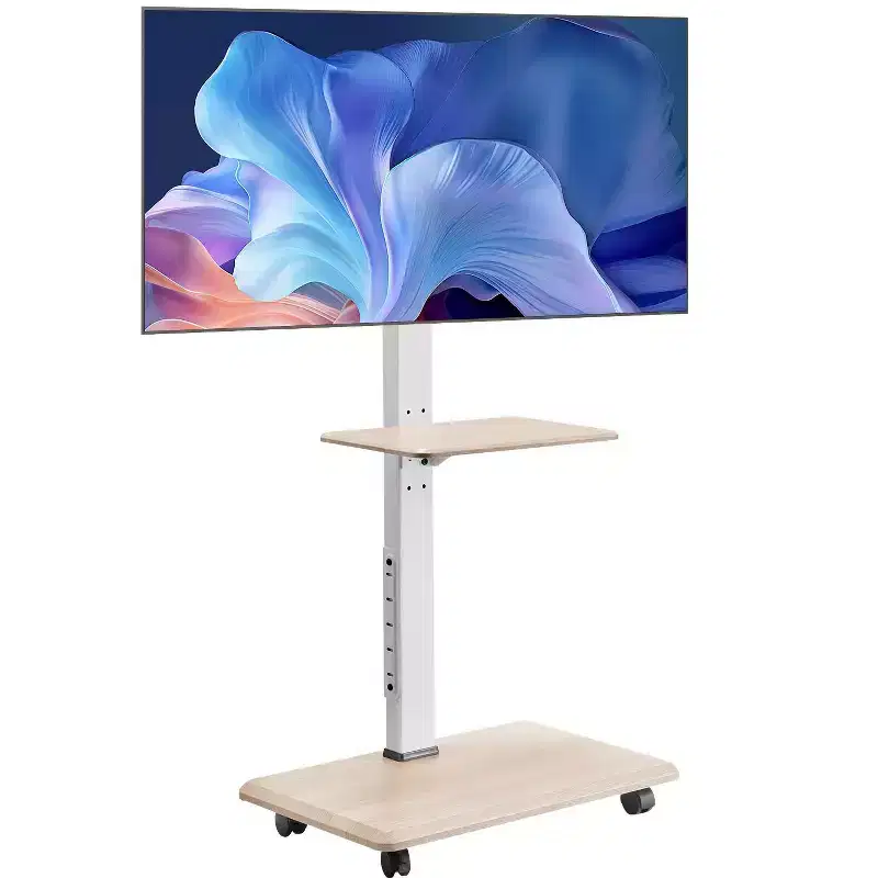 Rolling Mobile TV Cart for 32-70 Inch TVs with Height Adjustable Swivel Mount and Media Tray