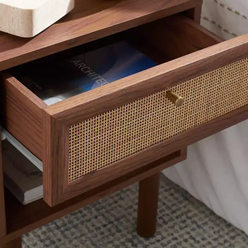 Silvanna Nightstand - NST9601A - Walnut/Natural - Safavieh