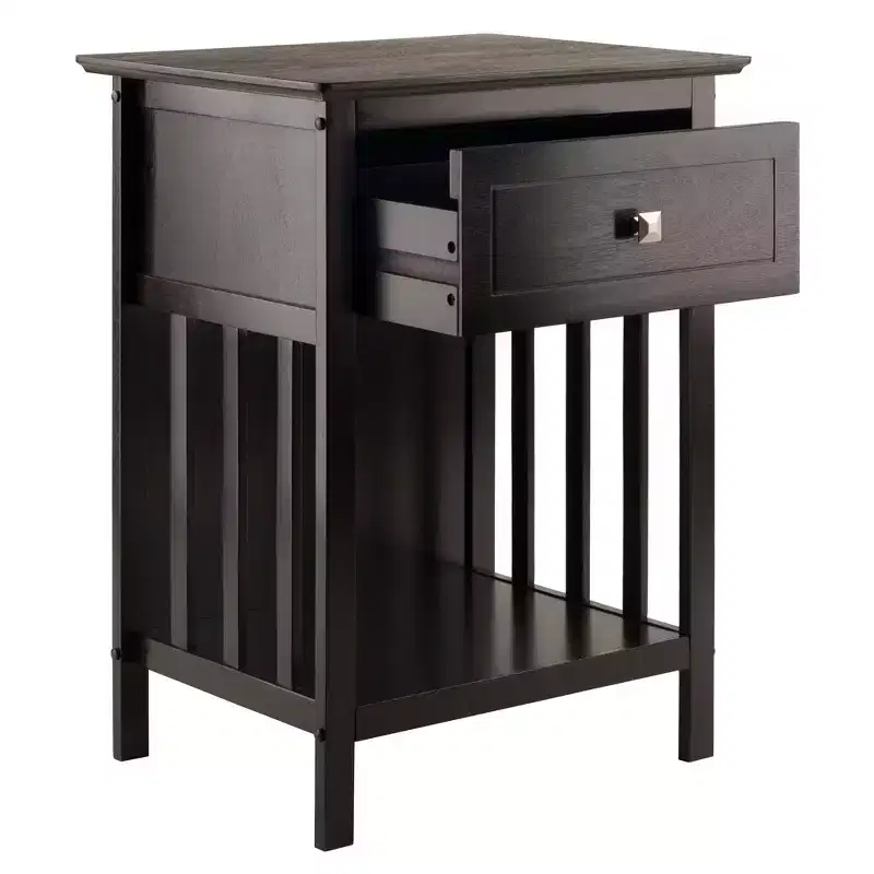 Mission-Style Accent End Table with Drawer and Shelf Coffee Finish