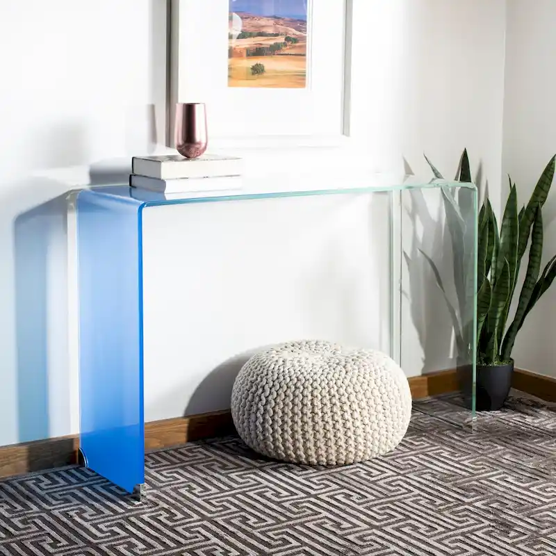 Clear/Blue Ombre Glass Console Table, 43