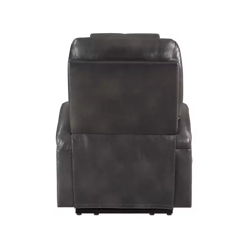 Power Lift Recliner Sofa with Cup Holders, Gunmetal Leather Aire, Pocket Coil Support