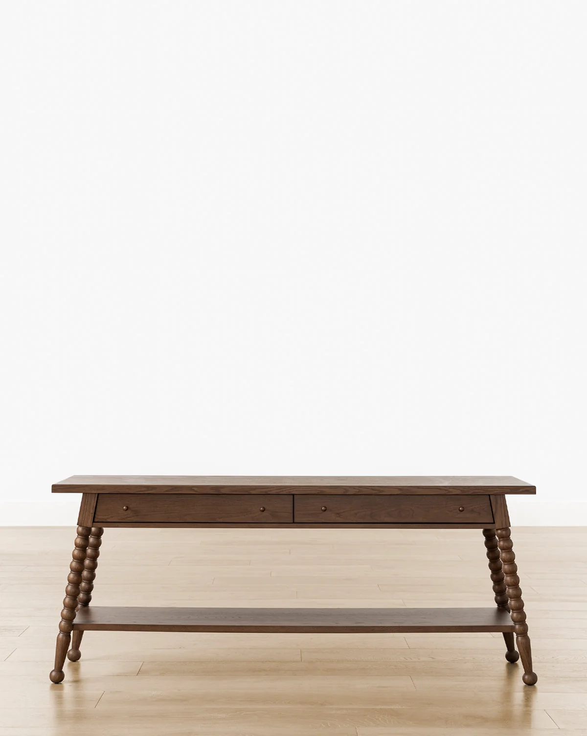 Traditional Walnut Oak Console Table with Classic Design for Living Room