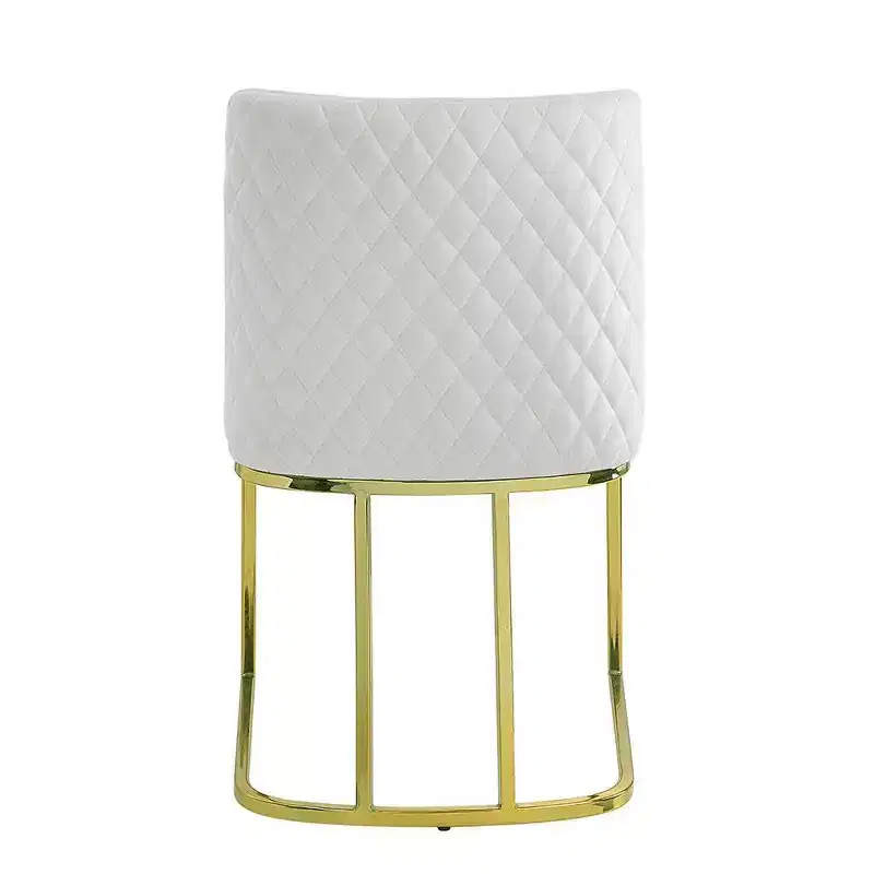 19" Zazie Dining Chair Beige Velvet and Gold Finish - Acme Furniture: Upholstered, Armless, Wood Composite Frame
