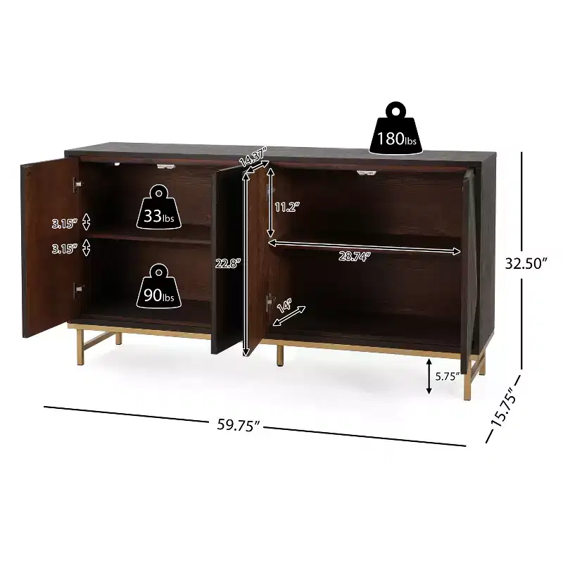 Christopher Knight Home Tamid Modern Wide Handcrafted Sideboard with Adjustable Shelves