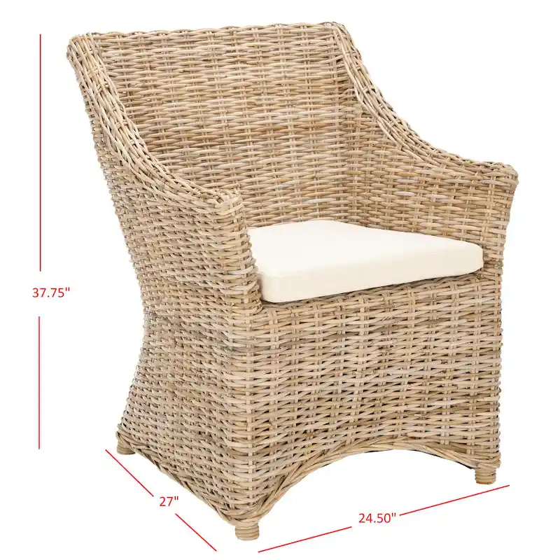 SAFAVIEH Cheryle Wicker Washed Brown Wingback Arm Chair (Fully Assembled) - 26 W x 23 D x 34 H - 26Wx23Dx34H