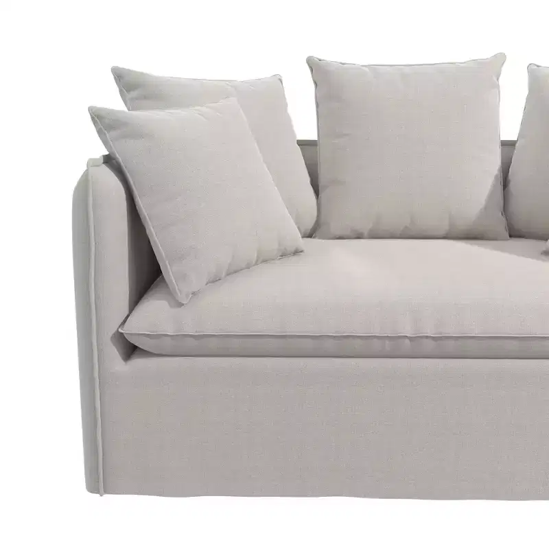 Novogratz Collette Slipcover Loveseat Sofa, Off White Canvas Weave